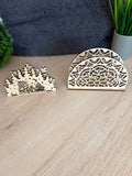 Porte-serviettes de table en bois découpés au laser, photo réelle