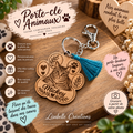 Porte-clé en bois personnalisé chat avec photo et prénom – 5 cm