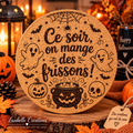Sous-plat en liège Ce soir on mange des frissons Halloween 20cm