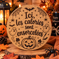 Sous-plat en liège Ici les calories sont ensorcelées Halloween 20cm