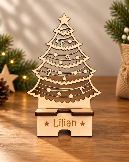 Support téléphone sapin de Noël personnalisable 16cm