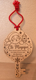 Clé Magique du Père Noël en bois personnalisée – 16,5 x 10 cm