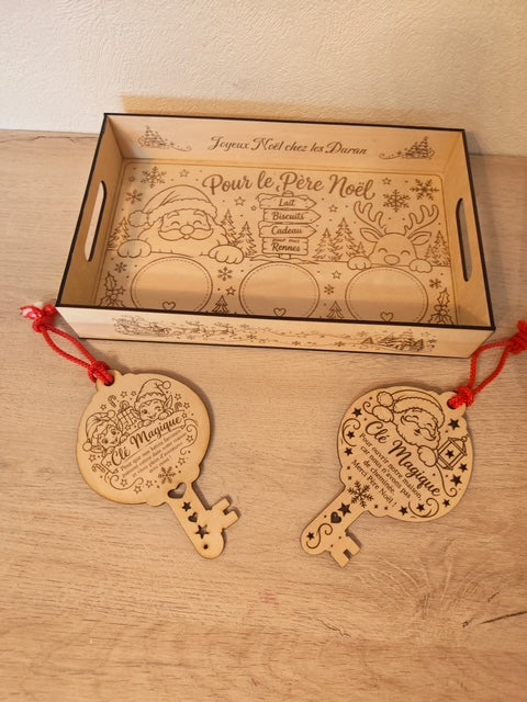 Coffret magique de Noël – Plateau du Père Noël + Clé Magique personnalisés
