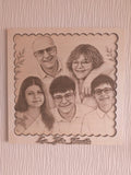 Cadre photo en bois personnalisé carré 30 cm avec photo de famille gravée, photo réelle