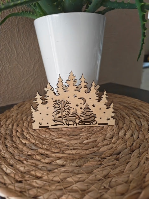 Porte-serviette de table en bois Noël, modèle 1, photo réelle